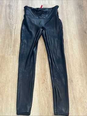 SPANX Faux Leather-Look High Waist Leggings in Black